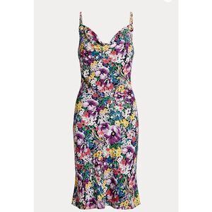 Ralph Lauren Women’s 10 Floral Georgette Slip Dress Lined Cowl Neck